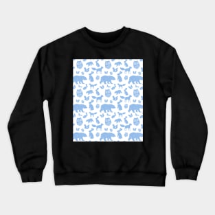 Cornflower Blue Woodland Animals Bear Fox Owl Crewneck Sweatshirt